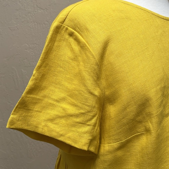 OFFON Linen Peplum Blouse in Yellow, L - Picture 5 of 14